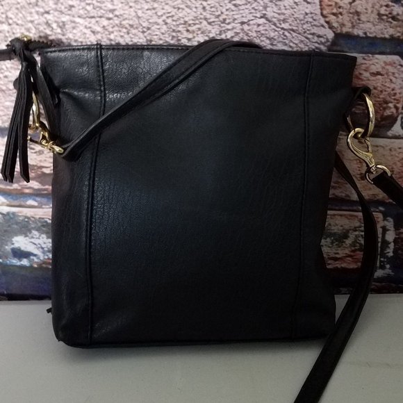 "Morgan" Faux Leather Gold Tone Hardware Crossbody - Picture 4 of 5